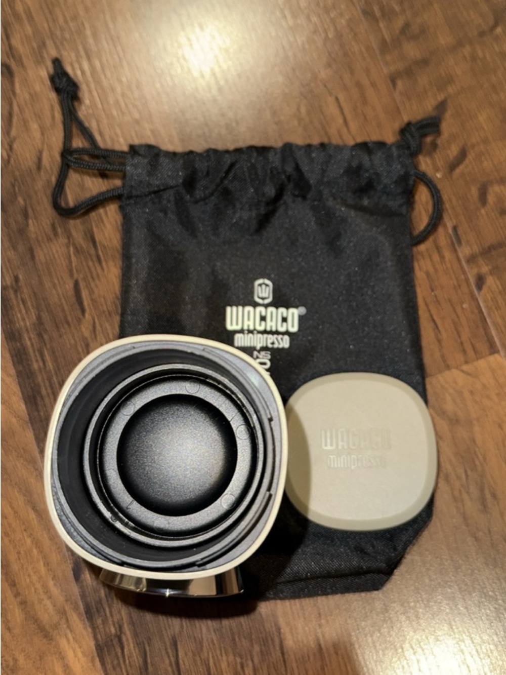 Portable Espresso Maker in Beige with Black Accents - Picture 4 of 5
